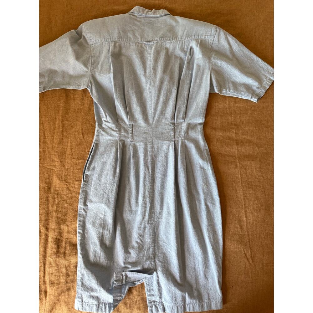 Vintage 90s Esprit Collection Shirt Dress Gold Crest Button Front Midi Dress - Picture 7 of 8